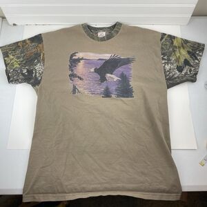 VTG Brown T-Shirt Men's XL Camo Mesh Short Sleeves Eagle Lake Outdoors USA Made